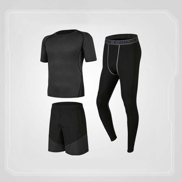 Men's Compression Pants Top Short Sleeve Sports Suit Running Wear