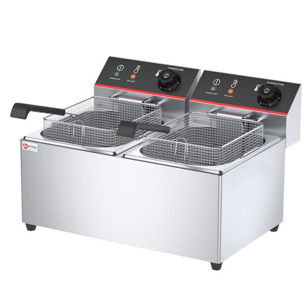Protecção contra sobreaquecimento Máquina de fritura automática de 2 reservatórios e 2 cestos para equipamentos de restaurante