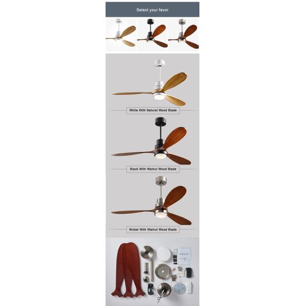 EMC Home Hotel 220v 1320MM Wood Ceiling Fan Light Three speed Customized