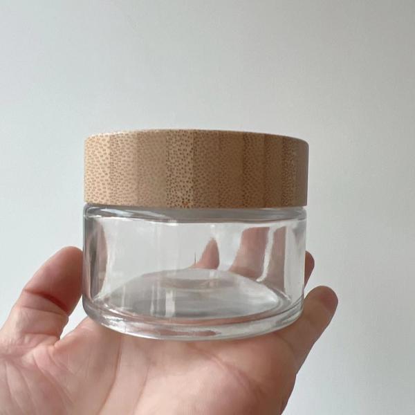 Cosmetic Jar with wood Lid 5g 10g 15g 20g 30g 50g 100g Cream Glass jar with Acacia wooden  Cap