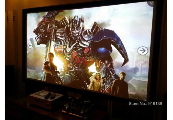 Durable 92Inch Fixed Frame Projection Screen With 80mm Black Velevt Aluminum Cinema Fabric