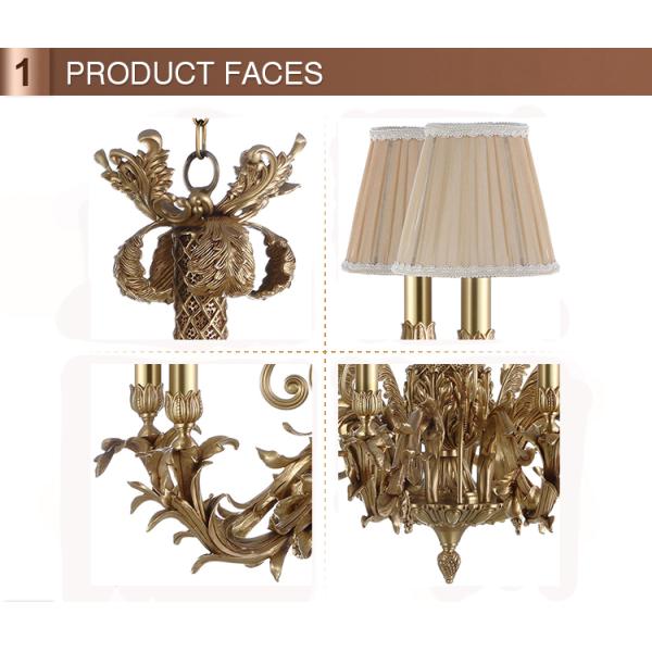 Antique brass dining room chandeliers Lighting With Lampshade (WH-PC-16)