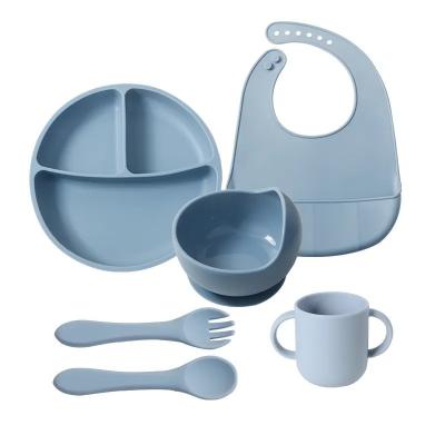 Silicone Food Grade Infant Dinnerware Sets Baby Feeding Set Suction Kids Infant Plates And Bowls