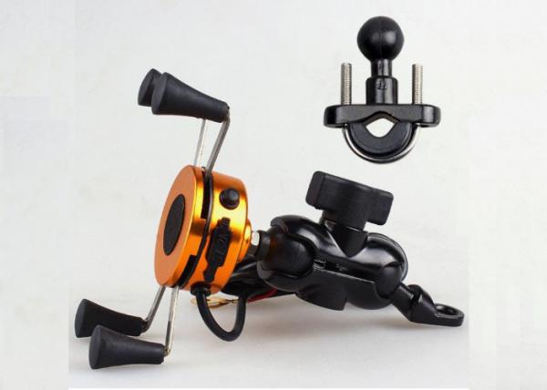 OEM Motorcycle Spare Parts , 360 Degree Rotation Motorcycle Handlebar Phone Holder