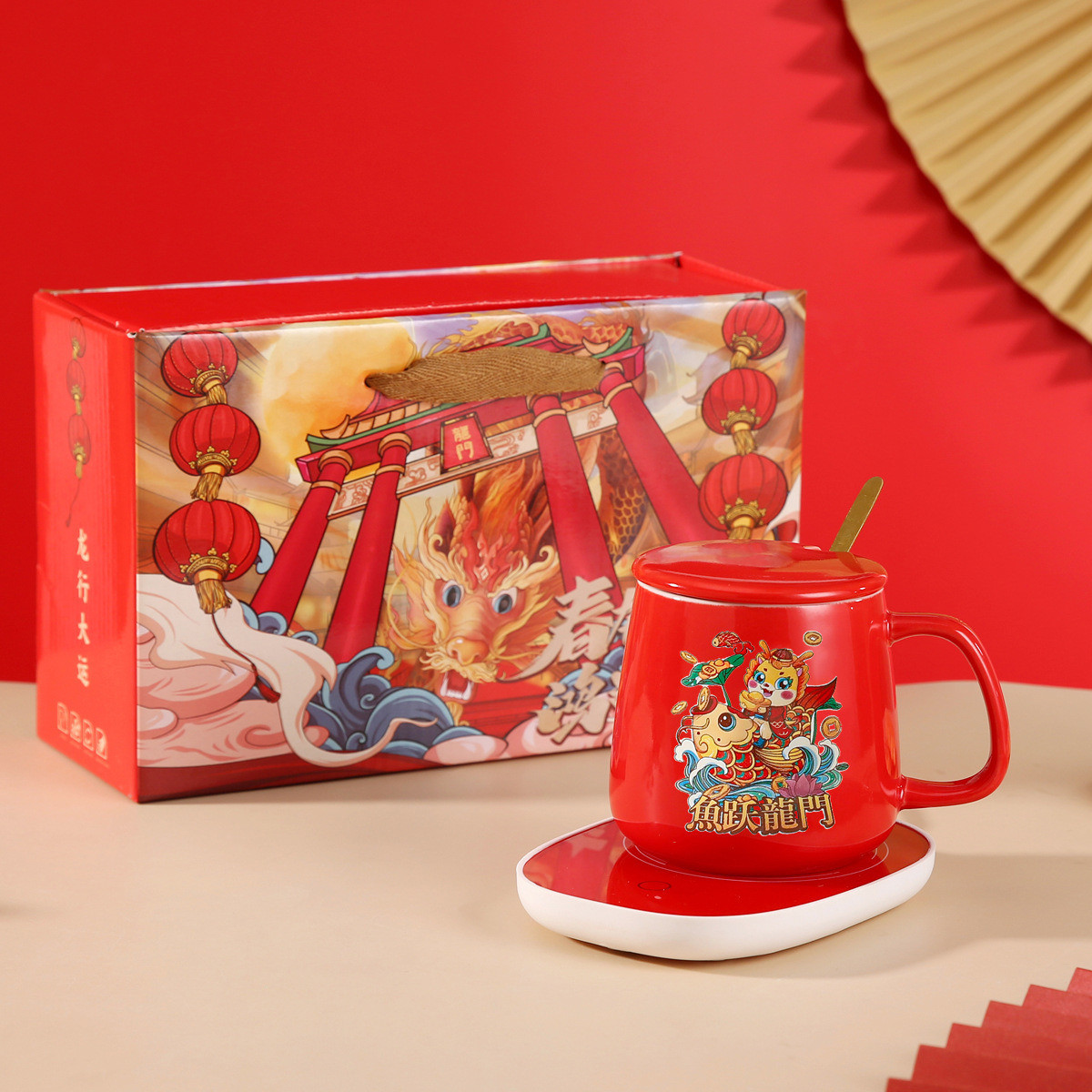 55 Degree Warm Cup Ceramic Mug with Heating Pad for Constant Warmth Festival Gift Box