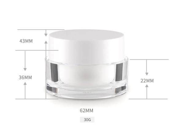 White Plastic Screw Caps Empty Cosmetic Jars 30g Round Transparent