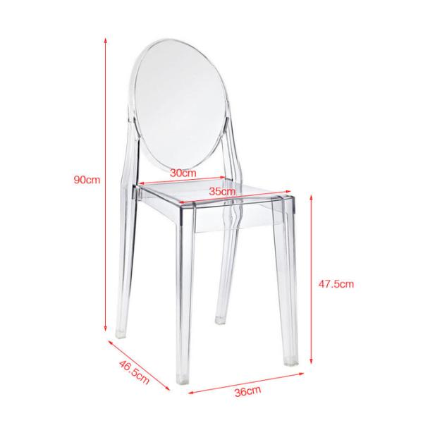 Clear Transparent Banquet Ghost Chair Armless Stacking Accent Chair with Oval Back Acrylic, Invisible Plastic