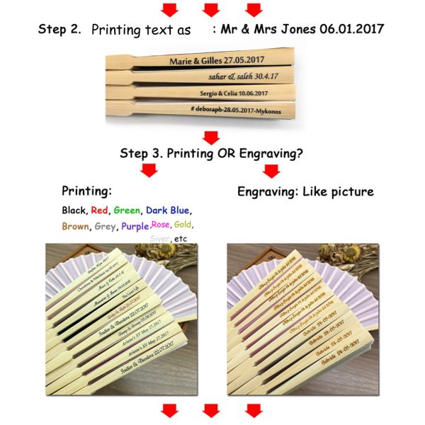 Customized Logo Bamboo Silk Hand Fans Wedding Favor Fan With Gift Box