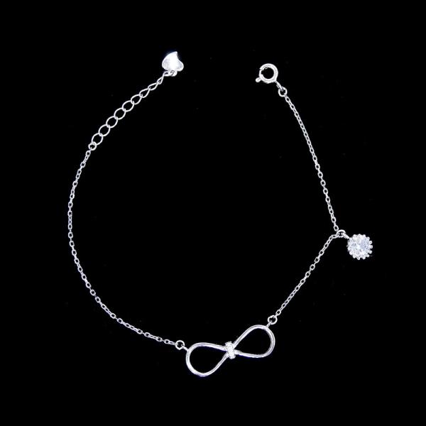 Bracelete da infinidade da prata esterlina de dois artigos, joia ajustável da corrente da prata da extensão