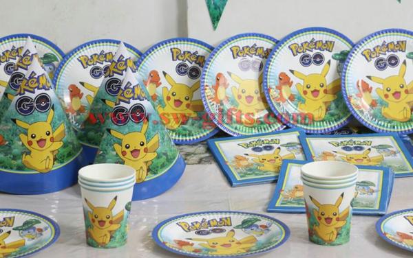 Family party pokemon go pikachu theme for boy's happy birthday party set supplies decoration baby shower favor