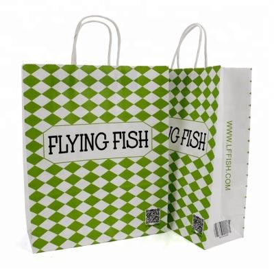 Flexo Printing Kraft Twisted Handle Paper Bags Biodegradable With Logo Printing