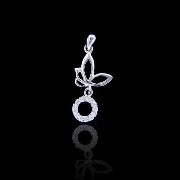 Motive Deer Design Silver Cubic Zirconia Pendant Jewellery Plating Rhodium