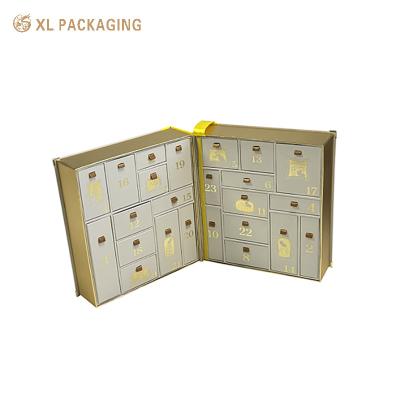 XL Packaging Custom Packaging Box Factory Double Door OEM 24 Drawer Advent Calendar Box Cosmetic Skincare Beauty Gift Christmas Box Drawer