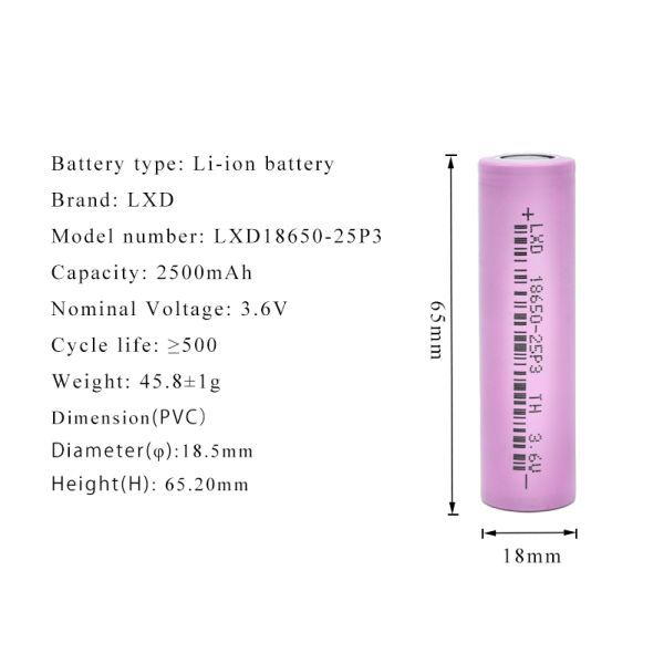 3C Max 3.6v 2500mah 18650 Lithium Ion Battery Lithium Cylindrical Cells