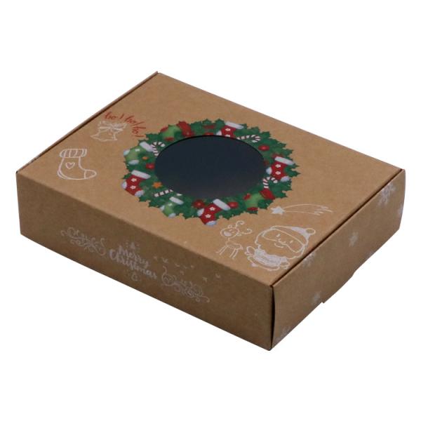 Customized Open Window Kraft Paper Christmas Cookies And Candy Packaging Boxes