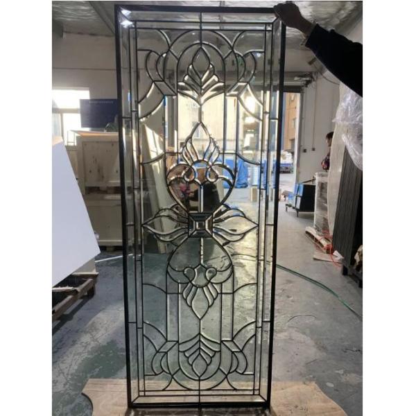 All Clear Bevel Decorative Glass Panel With Patina Caming For Entry Doors