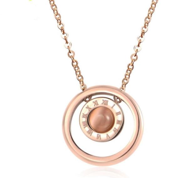 Roman numerals Pendant Necklace Stainless Steel Jewelry Necklace Rose Gold Chain and Pendant Necklace