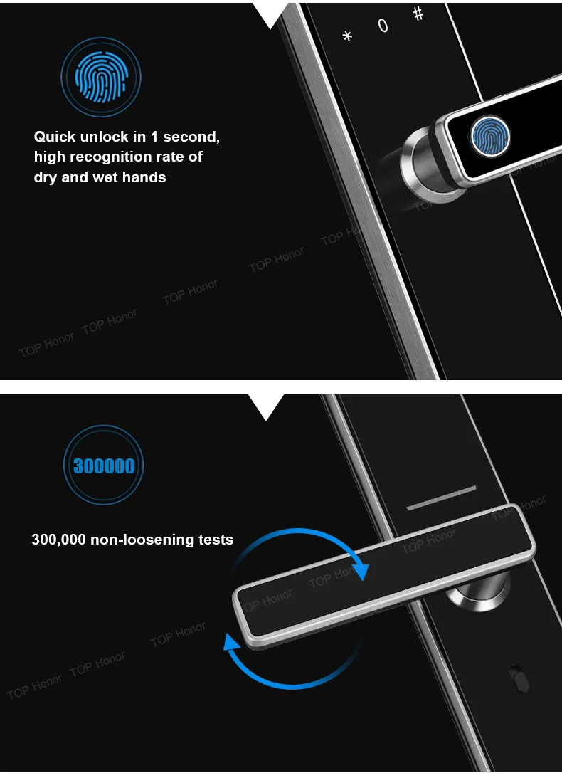 TH521 Алюминиевая сплав квартира Умный дверной замок TTLock Биометрический код Карта ключ разблокировка