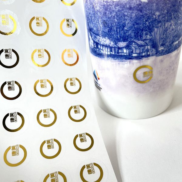 Custom Gold Foil Logo Vinyl Sticker Sheet Transparent and Waterproof Clear Circle Seal for Cosmetic Bottles Candles Crafts