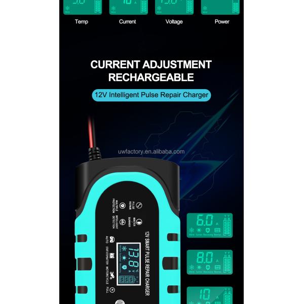 Compact Design 12V 10A 20A 15A 30A Smart Nine-Stage Lead-Acid Battery Charger with ABS Connector