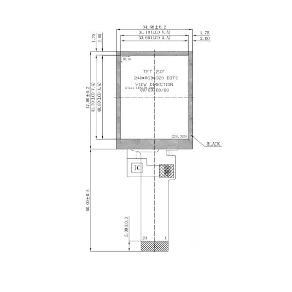 4 линия экран 8bits SPI 240x320 TFT LCD угол наблюдения 2 дюймов свободный с I2C PCAP TP