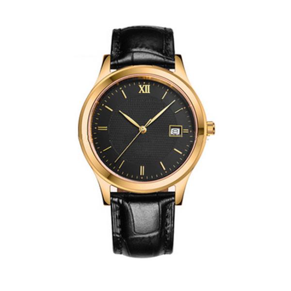 Customized Stainless Steel Watches With Leather Band , 3-5ATM Waterproof