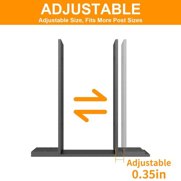 Heavy-Duty Black Powder Coated Metal Post Anchor Deck Fence Pergolas Porch Railing Support Bracket For Concrete