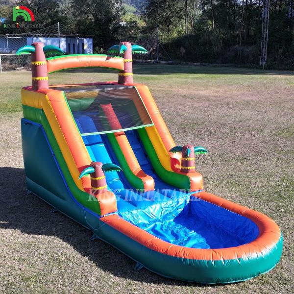 21x9x12FT Commercial  Grade PVC Bounce House Inflatable Water Slides Tropical Slide With Splash