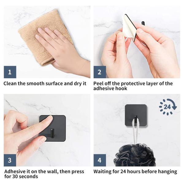 No Drilling Wall Mounted Stainless Steel Sticky Hangers Wall Hooks Adhesive Hooks