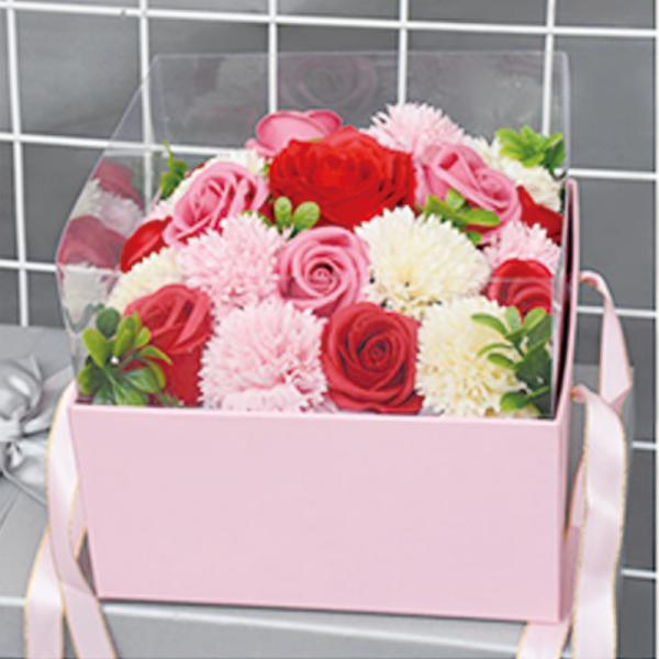 Embossing Woodfree Cardboard Flower Cake Box With Bow Ribbon