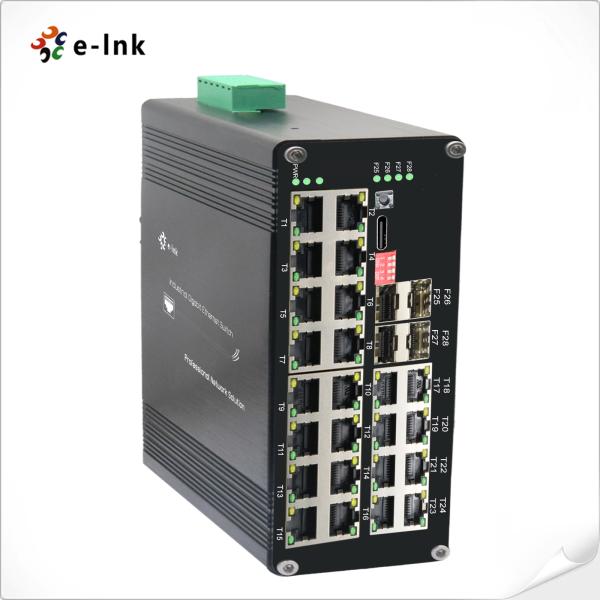 Din Rail Managed Switch 24 Port 10/100/1000T 802.3at PoE на 4-порт 1000X Гигабитный SFP