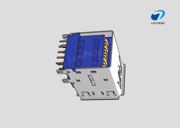 3.0MM USB A TYPE 18PIN FEMALE 90 °  DOUBLE DECK Gold-Plated