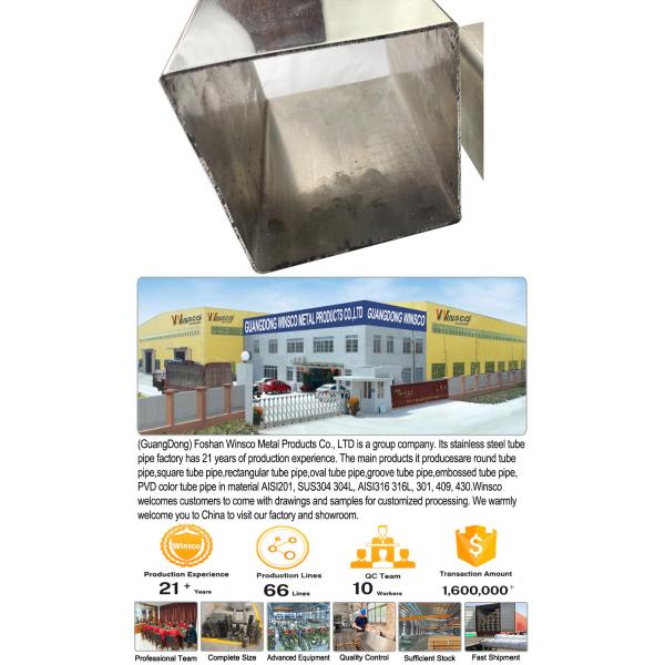 Lower Cost 201 304 316 Grade Inox Square Tube Mirror Stain Finished 200mmx200mm Large Size Stainless Steel Pipe