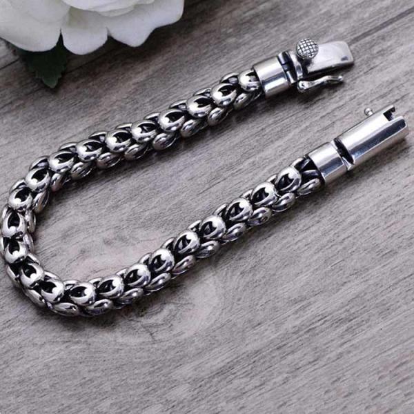 Chunky 925 Sterling Silver Dragon Link Chain Men Bracelet (058041)