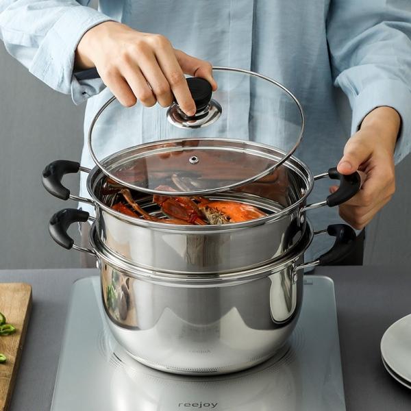 Hot Selling Kitchen Silver Cooking Soup Pot 304 Stainless Steel Steamer Pot Induction Stock Pot With Glass Lid