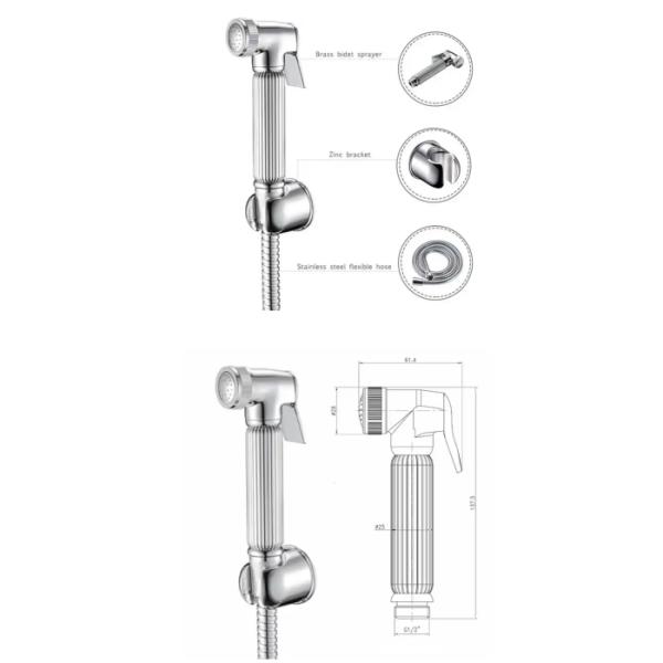 Mural de plástico sustentável com suporte de zinco Shower Shataf Spray de mão Banho Bidet Faucet