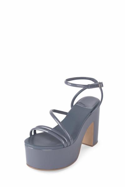 Glazed Leather Womens Wedge Heeled Shoes