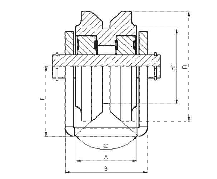 Sliding gate roller GW617 , Y Groove，finish: zinc plate, with double bearing