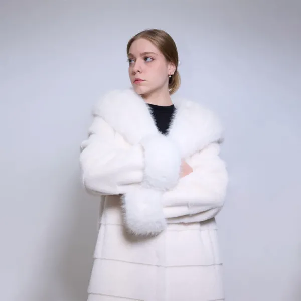 Anti Pilling Womens Teddy Faux Fur Coat Moisture Wicking Faux Overcoat Hooded