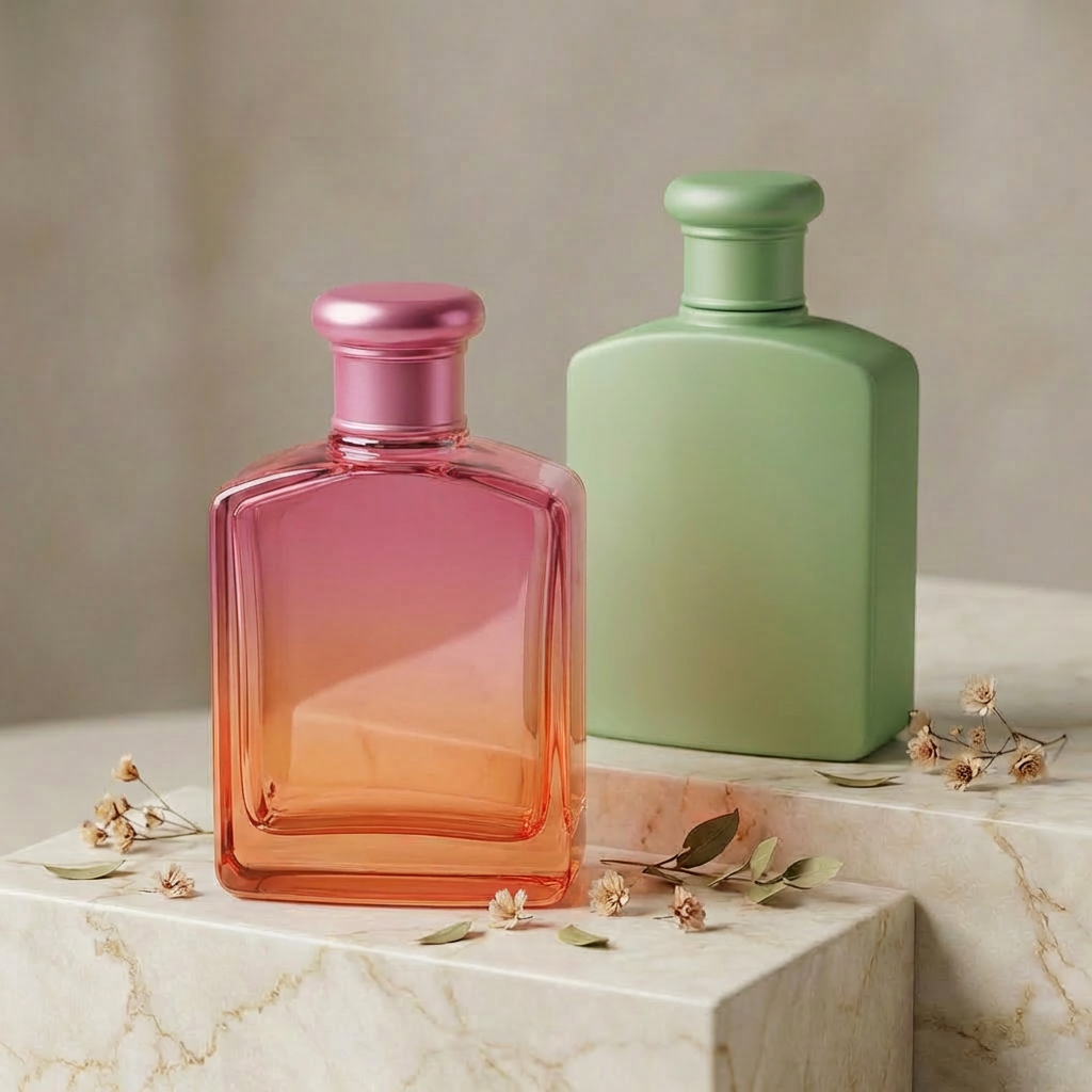 Anding Supplier High End Custom Printed Private Label 50 ml 100 ml Crimp Square Refillable Spray Glass Empty Perfume Bottle