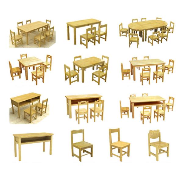 Solid Wooden Kindergarten Classroom Furniture Table For Children Learning