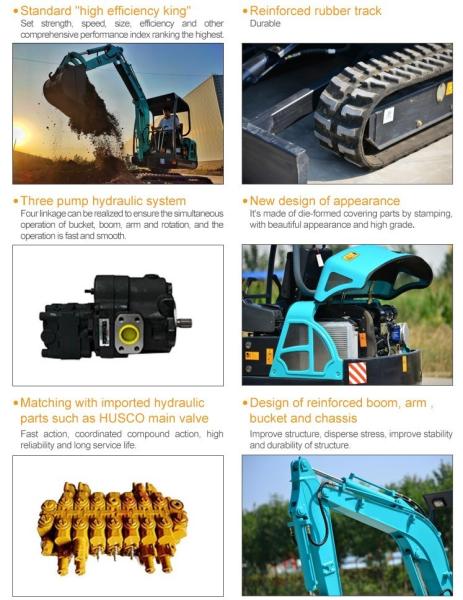 Mini escavadeira de carga pesada de 1 tonelada com motor Kubota do Japão