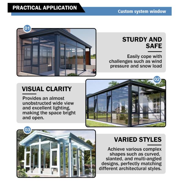 Aluminium Retractable Conservatory Solarium  Conservatory Sunroom Window Making Materials Laminated Impact-Resistant Outdoor