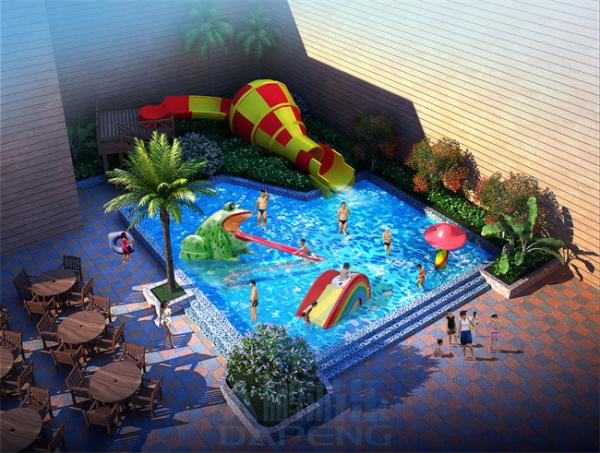 Équipement de conception de parcs aquatiques extérieurs enfants Fibre de verre toboggan d'eau avec piscine