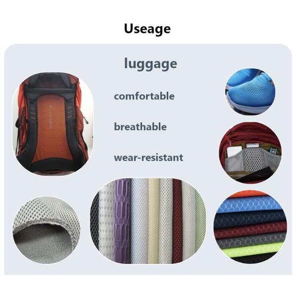 Hexagonal Sandwich Mesh 2.0mm Thickness with Polyester Interwoven Yarns - Airflow Optimized for Ergonomic Chair/Backpack Panels