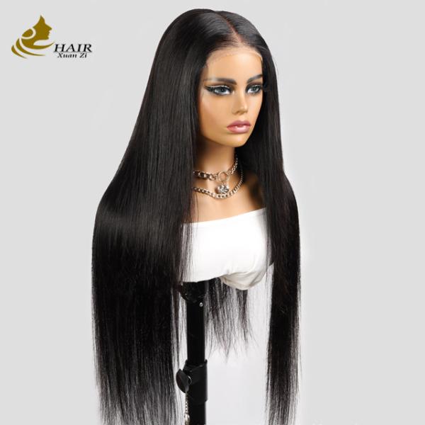 28inch Bone Straight Natural Black 13*4 Front Lace Wig Customized Human Hair Wigs
