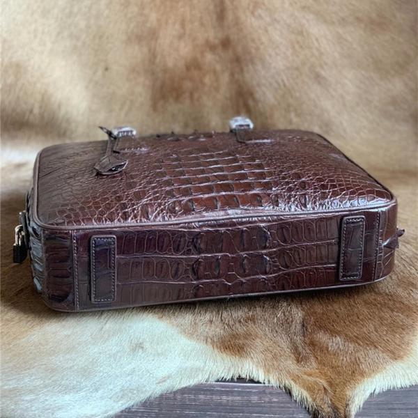 Alligator Leather Key Lock Closure Businessmen Laptop Briefcase Genuine Crocodile Skin Male Large Working Travel Handbag