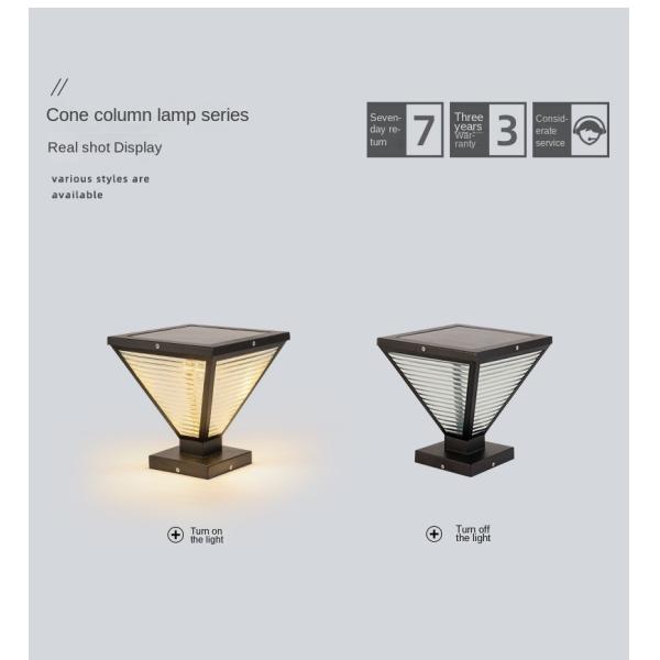 Durable Led Solar Powered Pillar Light Waterproof Electric Lamp Post for Outdoor Column