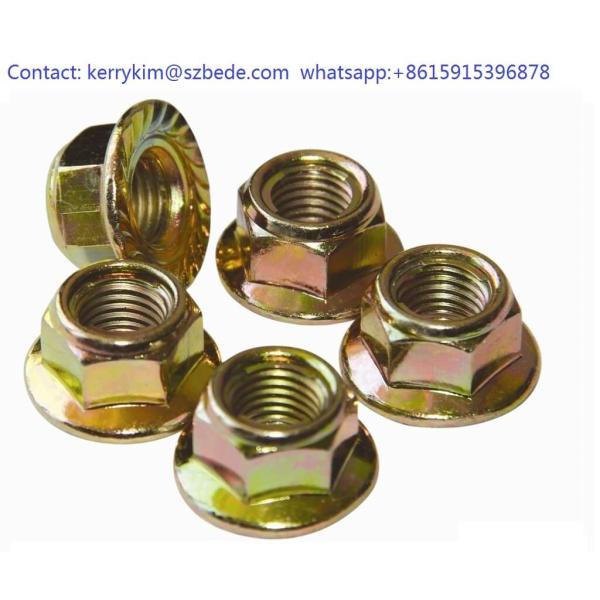 Hex Head Flange Nuts Fully Threaded Iron / Alloy Steel Material Metric Standard DIN 6932