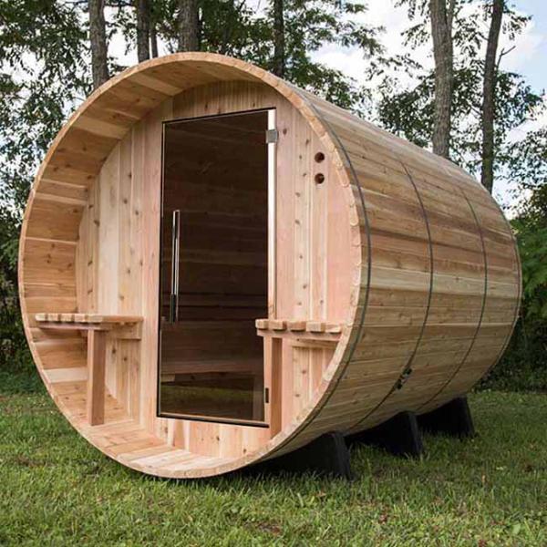 4 Person Redwood Outdoors Sauna Room Garden Pine Wood Wine Barrel Sauna